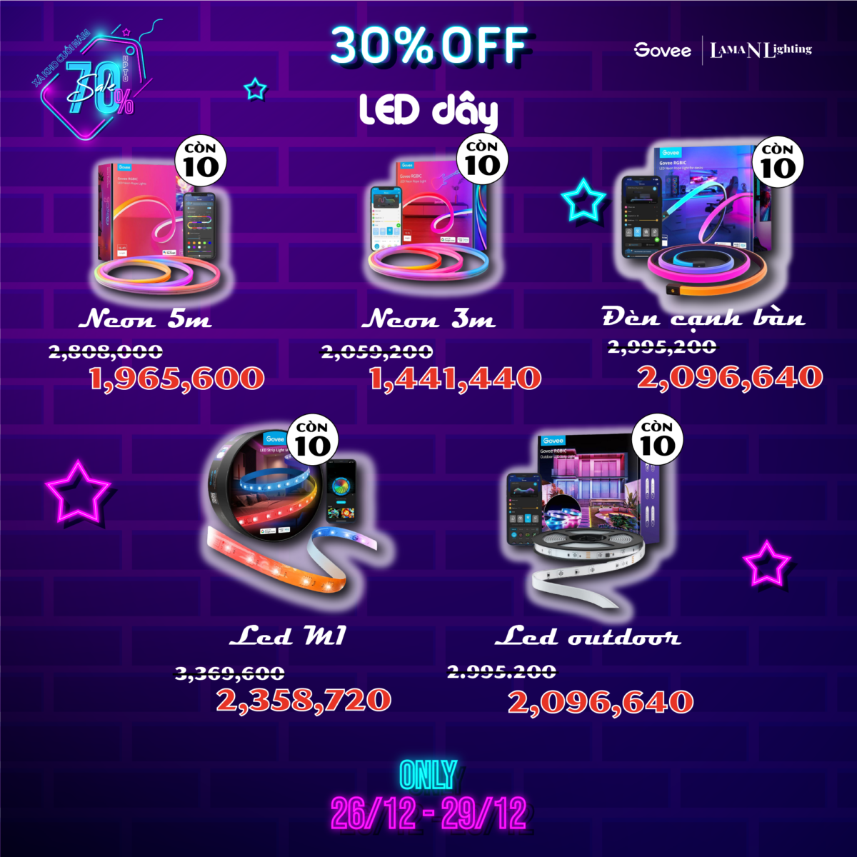 XẢ KHO CUỐI NĂM SALE 30%