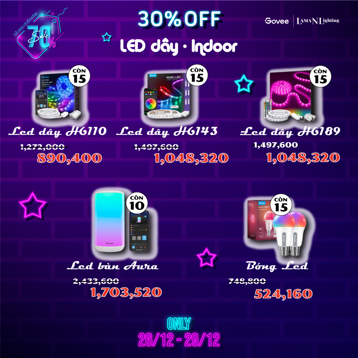 XẢ KHO CUỐI NĂM SALE 30%