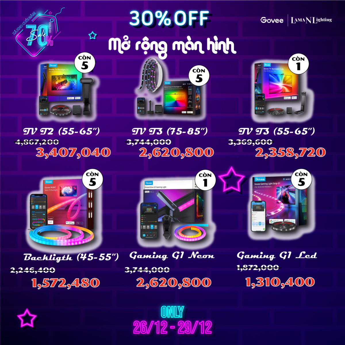 XẢ KHO CUỐI NĂM SALE 30%